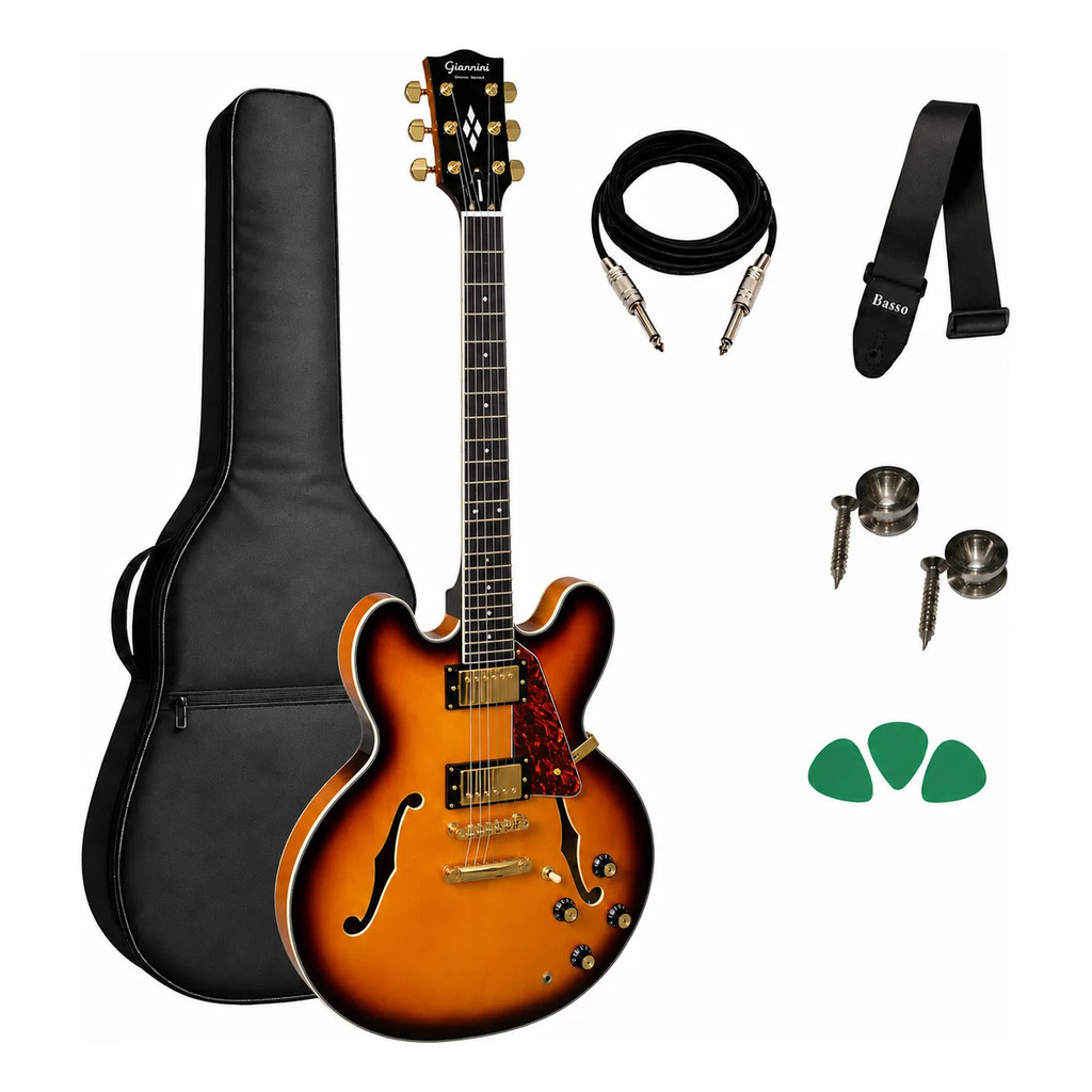 Guitarra Semiacústica Giannini Gae06 Dlx Vs Sunburst + Kit D