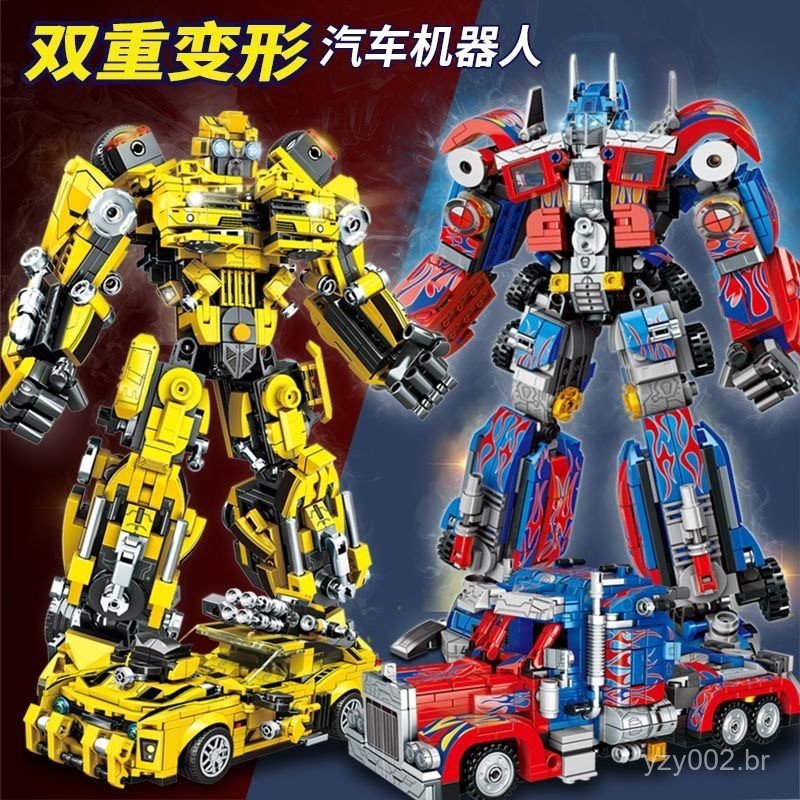 Mais de 700 peças do brinquedo de blocos de montar Lego Optimus mecha scooter para meninos, robô carro mecha transformáv