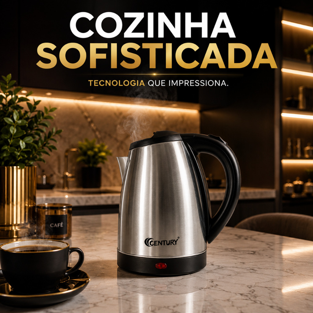 Chaleira Eletrica Inox 1 8 Litros Rápida Silenciosa 127v 1000w Aquecimento Seguro