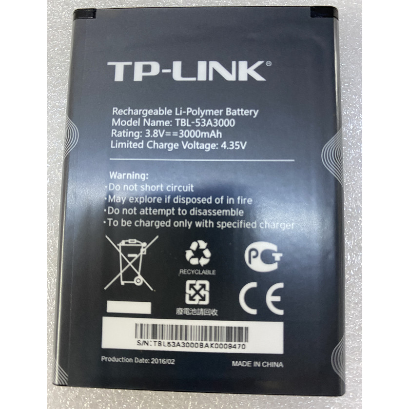 [Estoque pronto] Adequado para neffos/General Union TP-LINK TBL-53A3000 M7650 M7450 Bateria nova