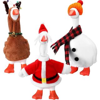 3 Set 7 Inches Desk Goose Outfits Santa Snowman Elk Mini Desk Goose Christmas Clothes Small Porch Geese Outfits Cute and