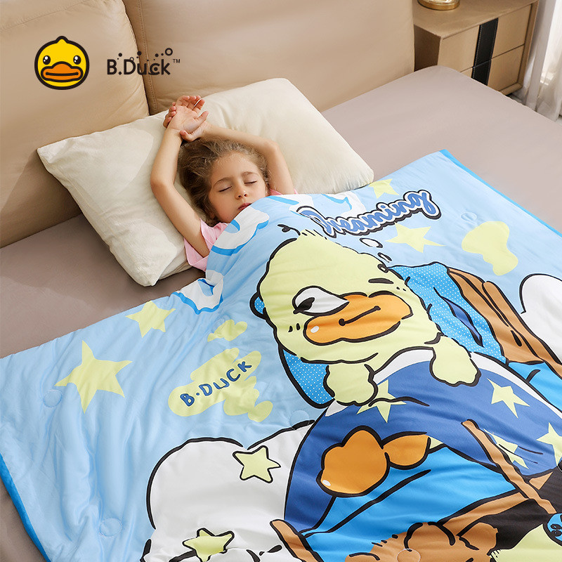 B.Duck pequeno pato amarelo crianças verão colcha ar condicionado colcha respirável verão crianças fibra colcha gelo sen