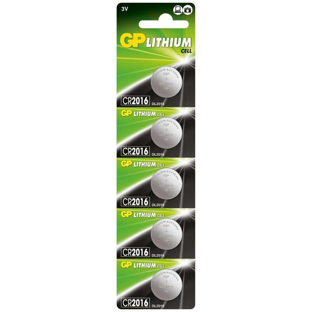 BATERIA CR2016 3V CARTELA COM 5 GP LITHIUM GPPBL2016007