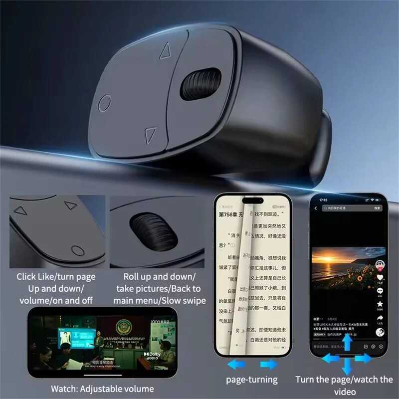 Obturador de anel Bluetooth 5.3 sem bastão de Selfie câmera traseira frontal com controle remoto adequada para fotografi