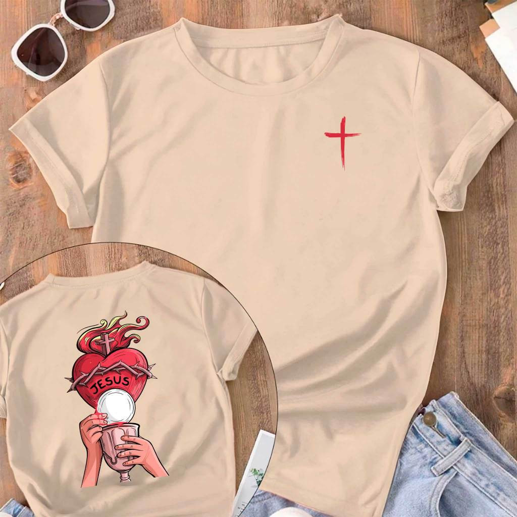 [Camiseta Premium em Algodão Puro]CC Tradicional Eucaristia Religioso Cristão Jesus #1