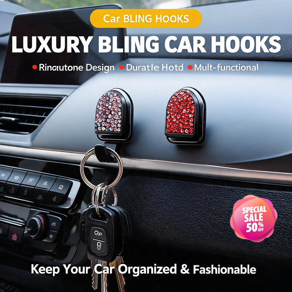 Espumante Strass Cristal Gancho Carro Pendurado Saco Titular Portátil Mini Bling Decoração Auto Interior Acessório