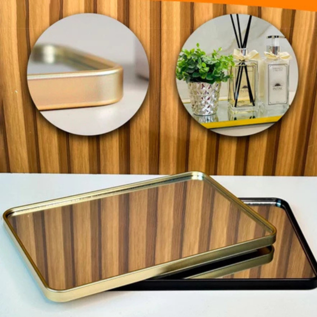 Bandeja Espelhada Decorativa Multiuso Quadrada