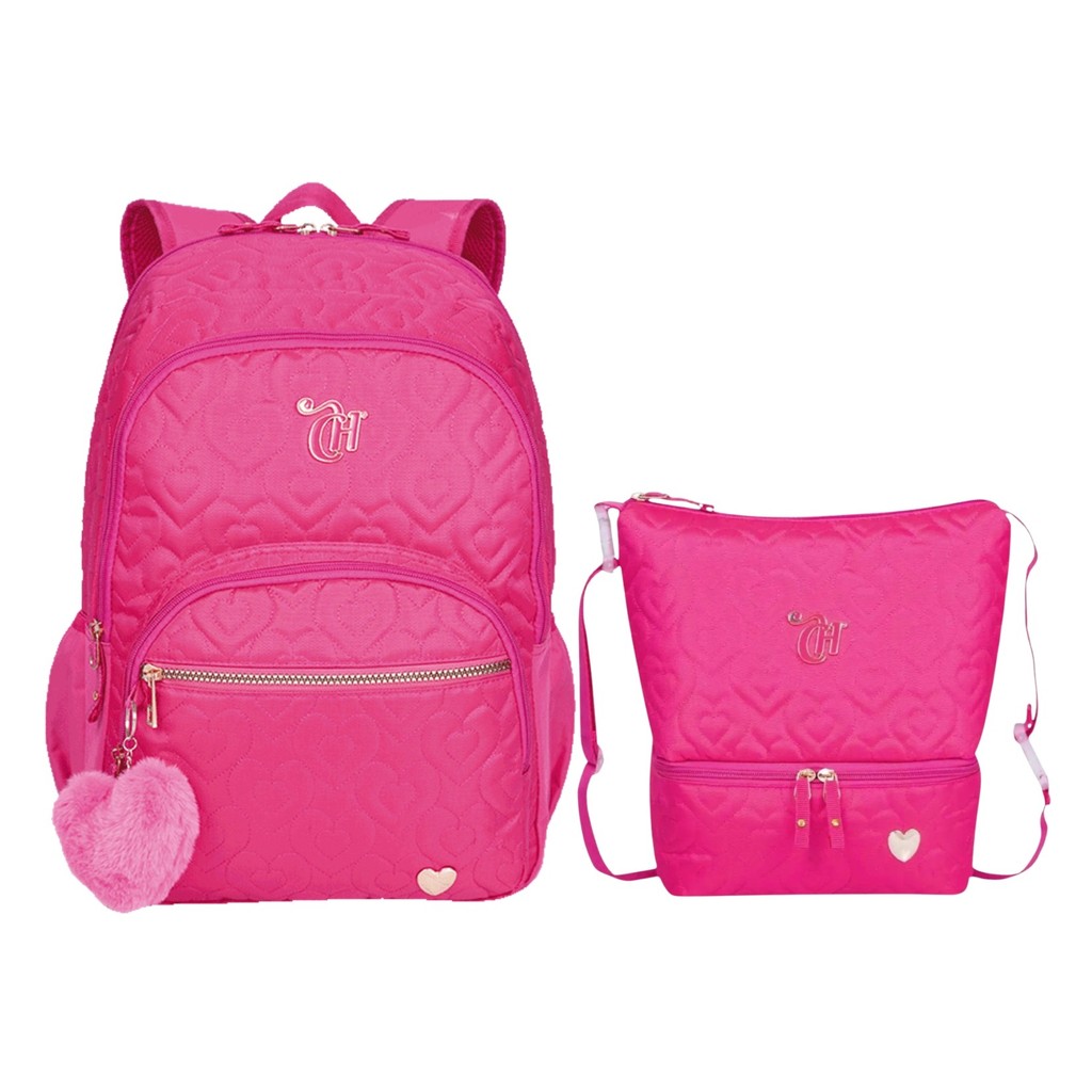 Kit Mochila Escolar Juvenil G + Lancheira Térmica Sestini 075895-08KIT Capricho Crush