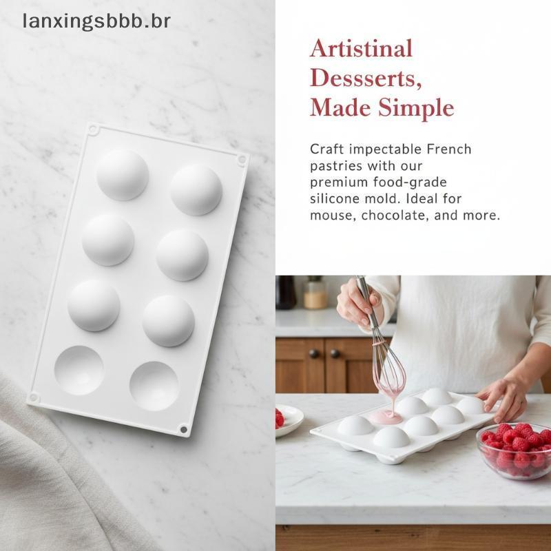 [LAX] Molde De Silicone Esfera 3D Para Mousse , Forma De Bola De Bolo , Flexível E Reutilizável Decoração De Sobremesa D