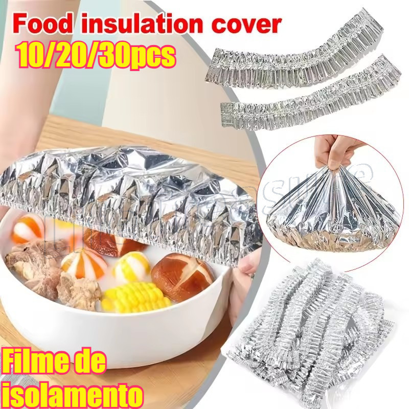 10-30 Unidades De Capa De Isolamento De Alimentos-Capas Folha De Alumínio-Tampa De Tigela Reutilizável-Saco Plástico De 
