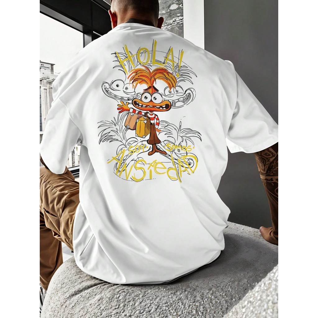 Camiseta estampada premium em puro algodão Camisa Camiseta Oversized Streetwear Estampada Urso Anjo Filme Desenho REF 70