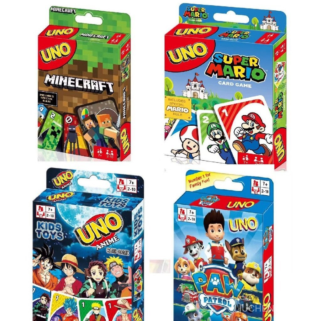 Jogo de Cartas UNO Minecraft Pokémon Anime Dragonball Harry Potter Paw Patrol Mario Vingadores WPMR