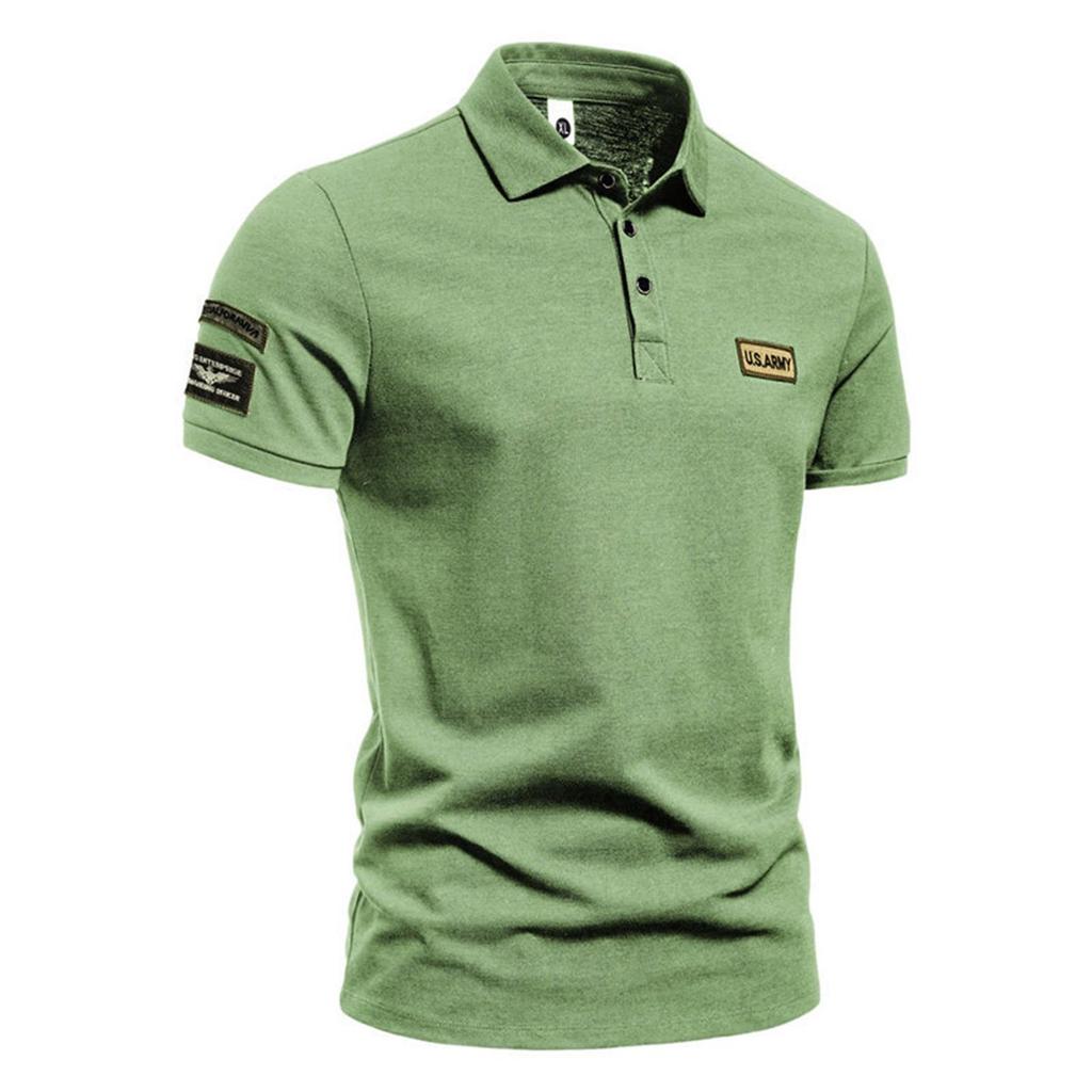 Americano casual Plus Size masculino casual tático de manga curta camisa POLO verão juventude solto brigada militar de s