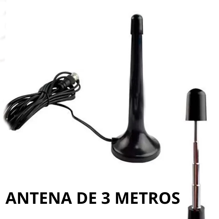 Antena Digital para TV, Interna e Externa, Sinal TV, HDTV, 4K, FM, UHF, Base Imã, Prova d'água