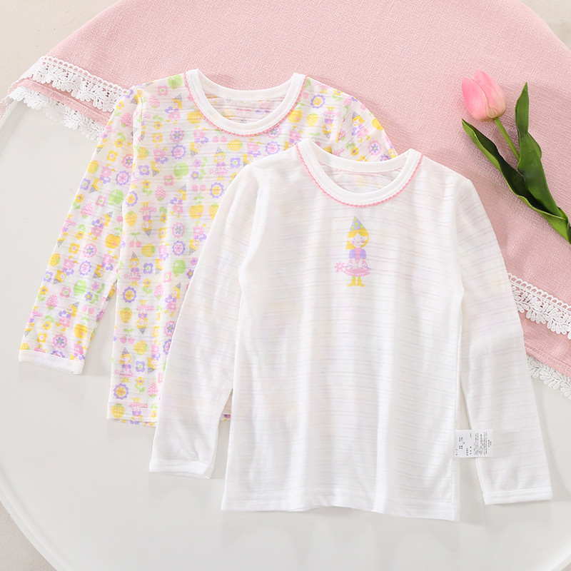 Verão fino Slub algodão meninas manga comprida camiseta primavera outono crianças bebê puro algodão topo moda camisa de 