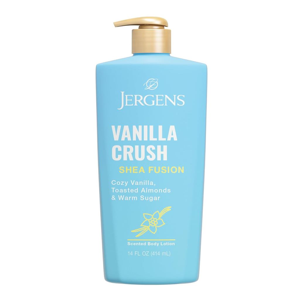 Loção Corporal Jergens Shea Fusion Vanilla Crush para Pele Seca, Loção Hidratante com Manteiga de Karité e Vitamina E, 1