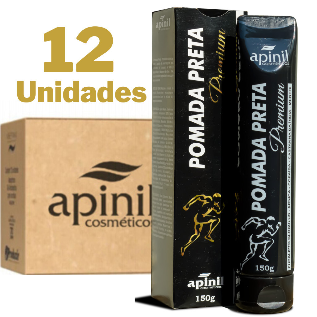 Kit 12 Pomada Preta Extra Forte para Dor Premium 150g