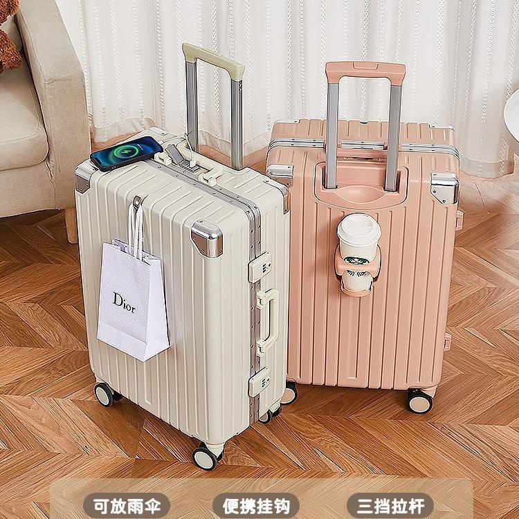 Bagagem 67cm caso de transporte trole feminino durável quadro alumínio recarregável viagem bagagem masculino suporte cop