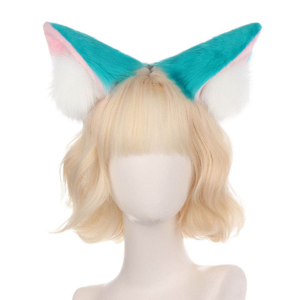 Orelhas de gato de pelúcia para Halloween, tiara de raposa realista, acessório de cosplay, tiara de orelhas de animal fe