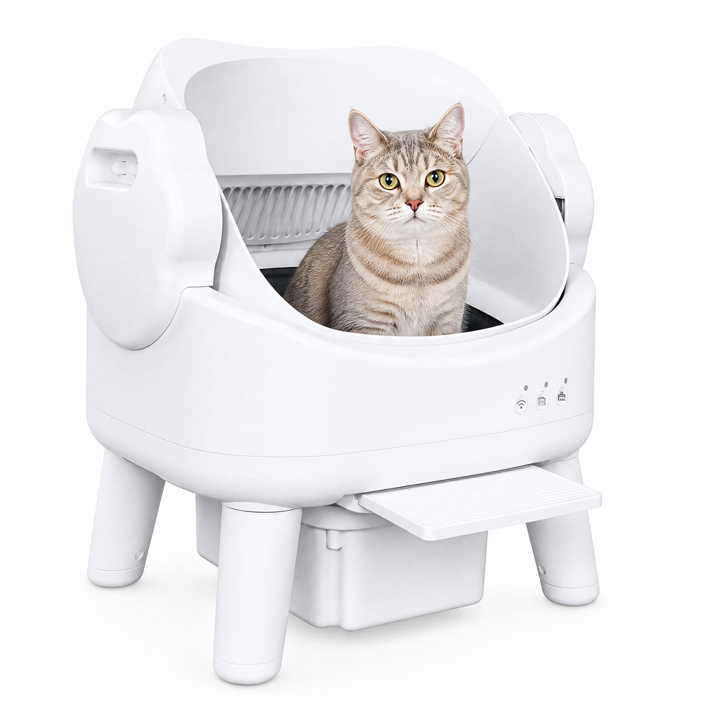 Newpet aberta Caixa de Areia Inteligente para Gatos com Limpeza Automática para Multiplos Gatos-Versão com botão-Bivolt
