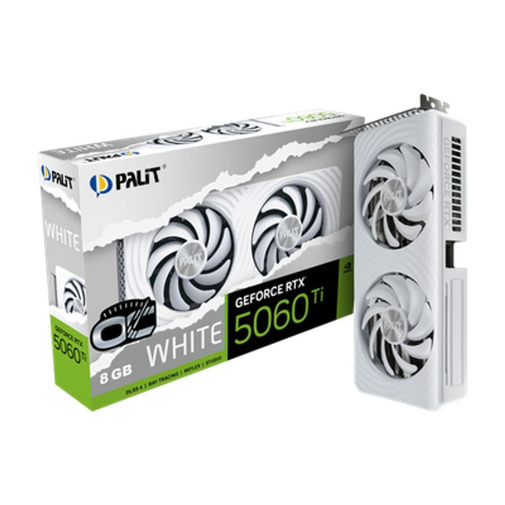 Placa de Video GeForce NVIDIA PALIT RTX5060TI 8GB WHITE OC GDDR7 NE7506TU19P1-GB2062M