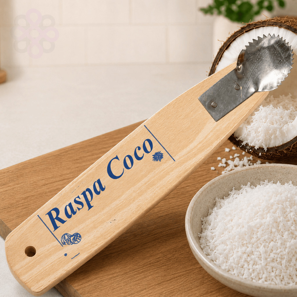 Raspa Coco Raspador Inox Manual Com Cabo de Madeira Reforçada Original Sobremesas