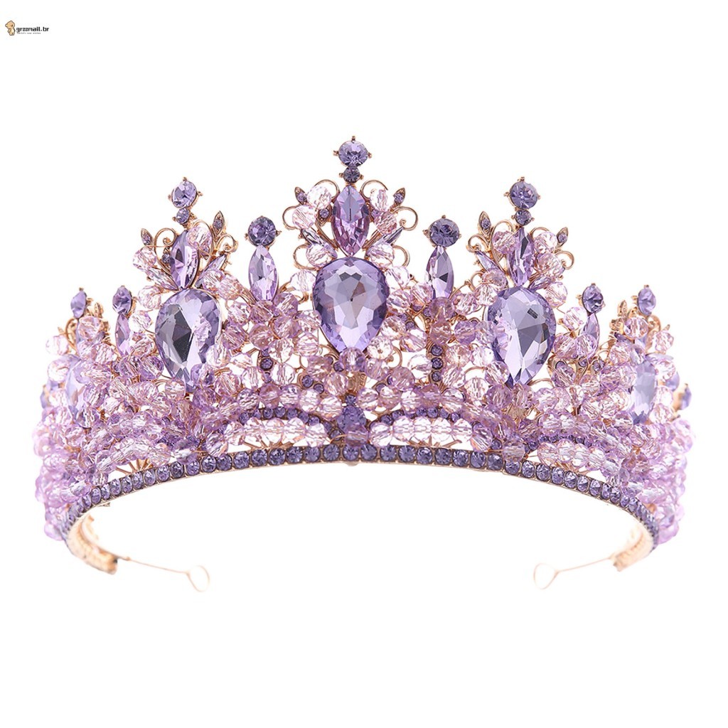 Base De Liga De Tiara De Cristal Barroco Com Strass Multicoloridos Para Cerimônia De Casamento