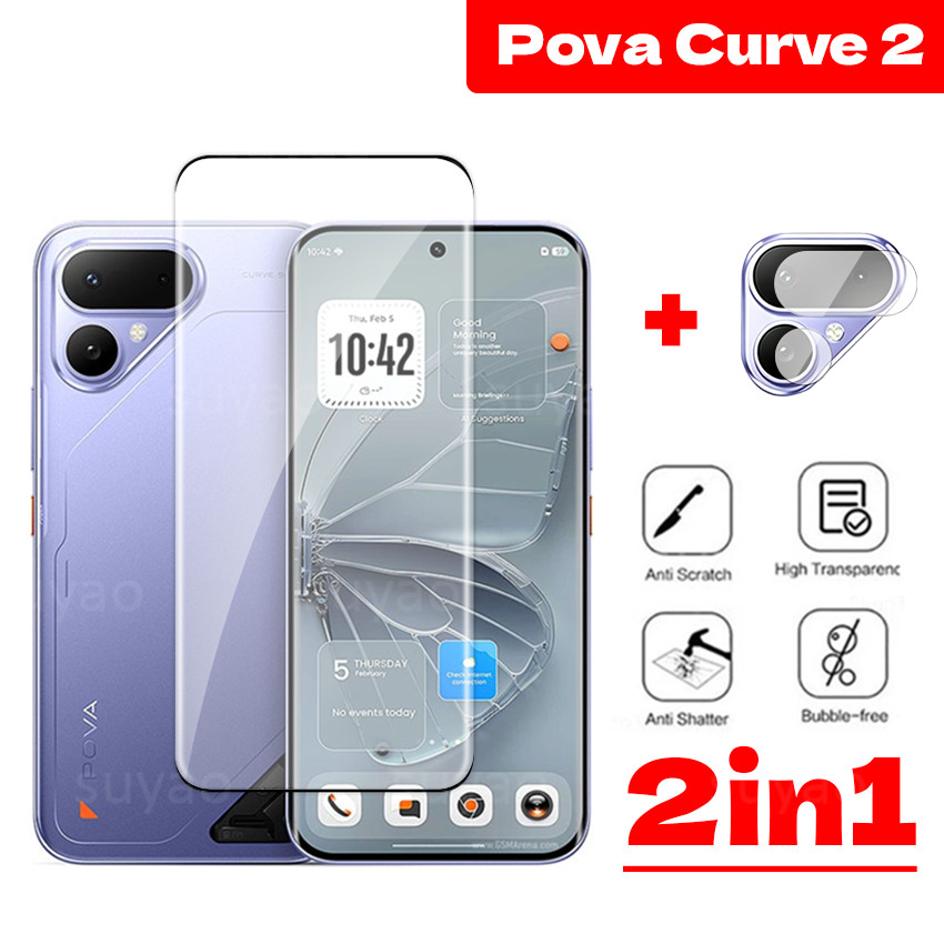 Para Tecno Pova Curve 2 Curve2 2026 Lente De Telefone Totalmente Transparente Temperado PovaCurve2 PovaCurve HD View Fil