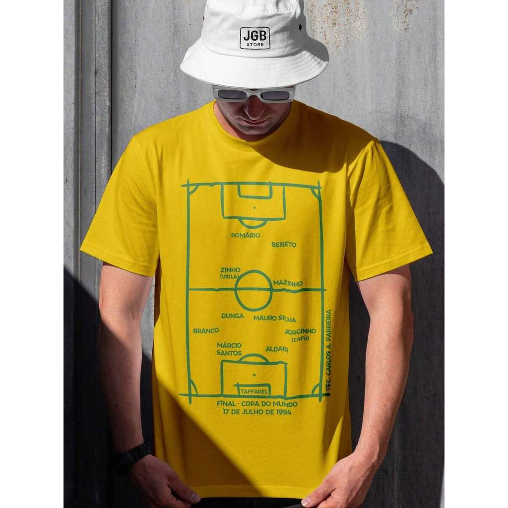 Camiseta Time Brasil 1994 Tetra Copa do Mundo  100% Algodão Unissex Camisa Masculino Feminino Copa Mundo
