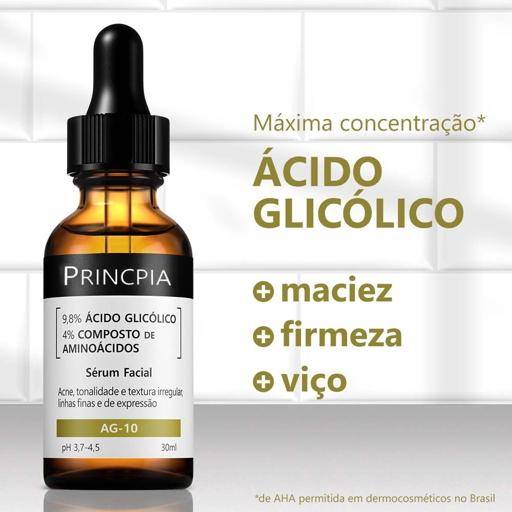AG-10 Sérum com 9,8% de Ácido Glicólico e 4% de composição de aminoácidos 30ml