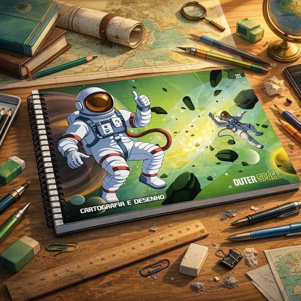 Premium Achados Caderno Cartografia Desenho Estudos Artes Pintura Papelaria imperdível