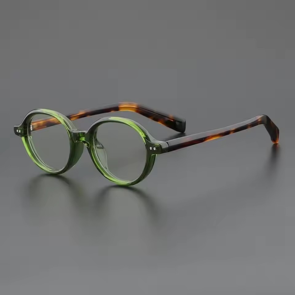 Óculos Ovais Para Mulheres Retro Acetato Vintage Quadro Óptico Redondo Masculino Feminino Marrom Verde Lente Clara Unise
