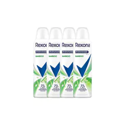 Kit 4 Desodorante Antitranspirante Aerosol Feminino Rexona Bamboo 72 horas 150ml