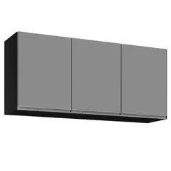 Armário Aéreo de Cozinha 120cm 3 Portas Virgínia Preto/Cinza - Lumil