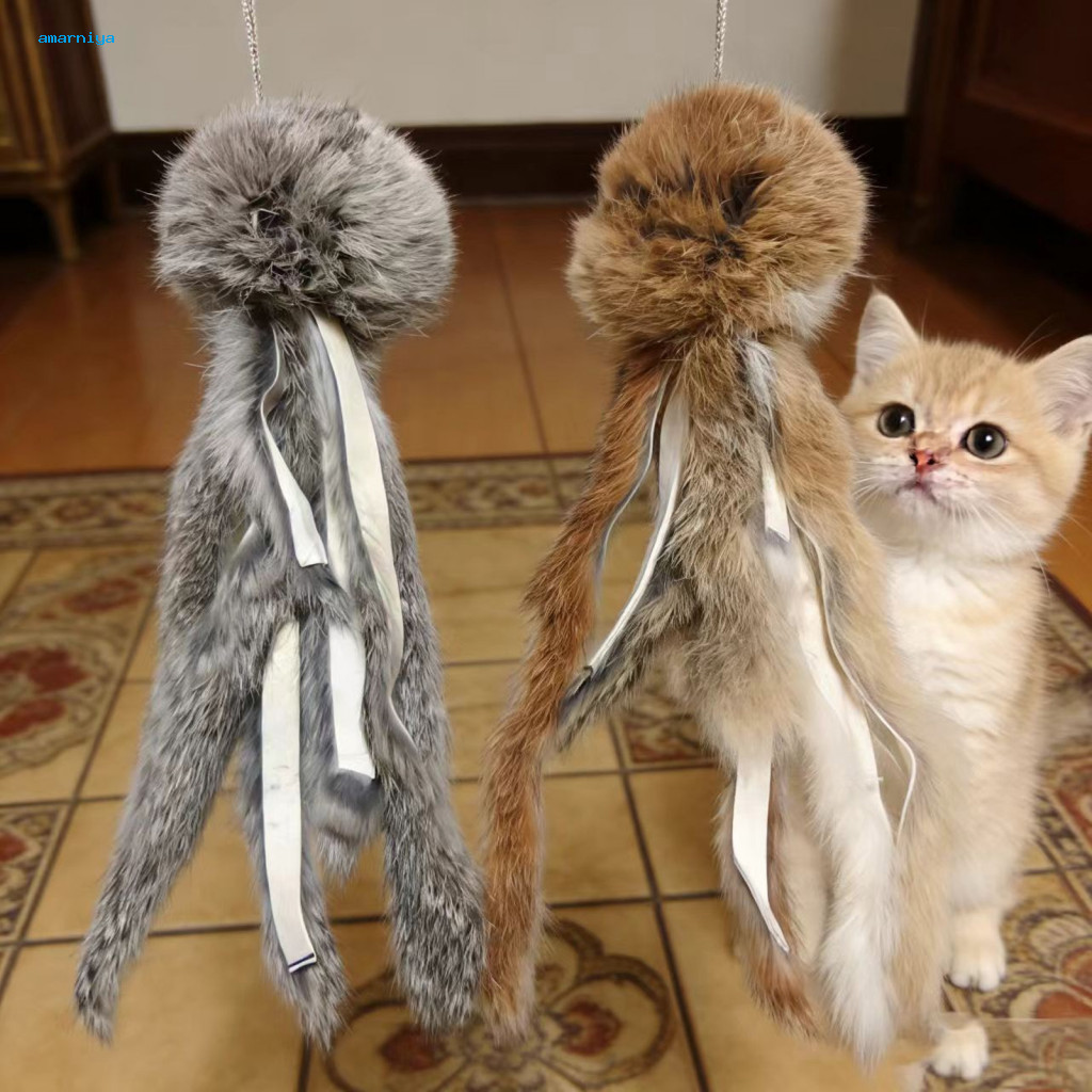 Fluffy Faux Fur Octopus Cat Wand Toy – Plush Kicker for Indoor Cats Stimulates Hunting Instincts Perfect Kitten Enrich