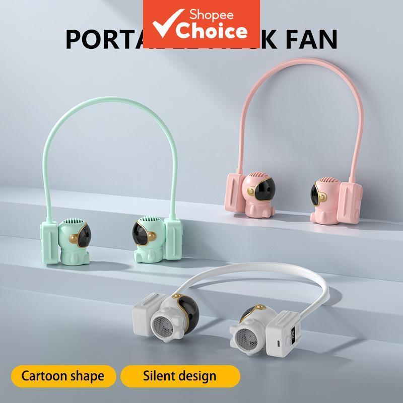 Ventilador de pescoço astronauta, portátil, recarregável via USB, 3 velocidades, silencioso, ar-condicionado portátil