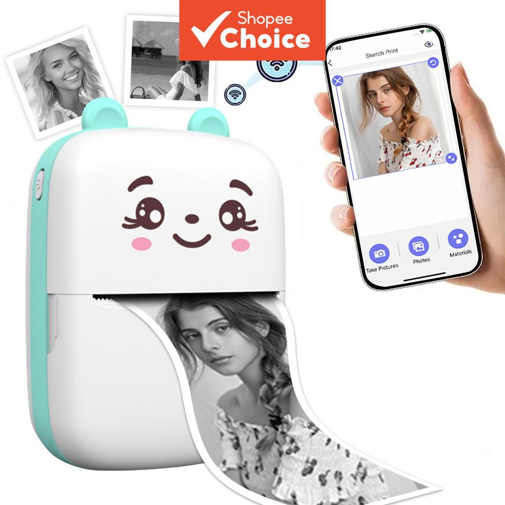 Impressora de Bolso Sem Tinta Impressora Térmica Sem Fio Mini Com Papel Para Diário de Fotos, Jornal, Brindes de