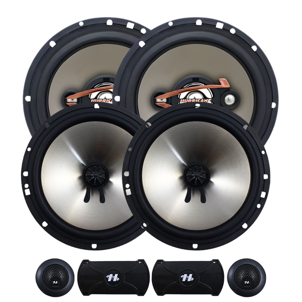 Kit 2 Vias 6 + Alto Falante 6 Polegadas Hurricane 320w Rms Q-6.2 QR6 Quadriaxial 640w Pico