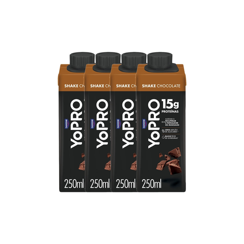 Kit 4 YoPRO Bebida Láctea UHT Chocolate 15g de proteínas 250ml