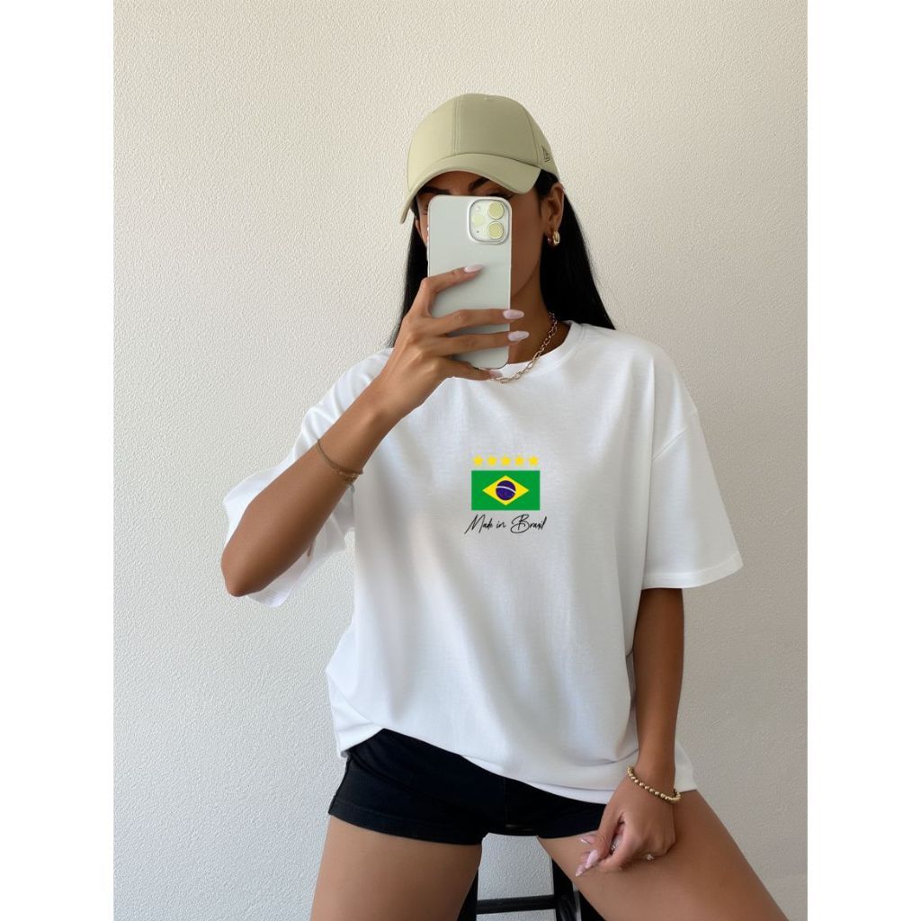 Camiseta Camisa 100% Algodão Blusa Estilosa Feminina Seleção Copa Brasil Tendencias Brasileiras 2.0