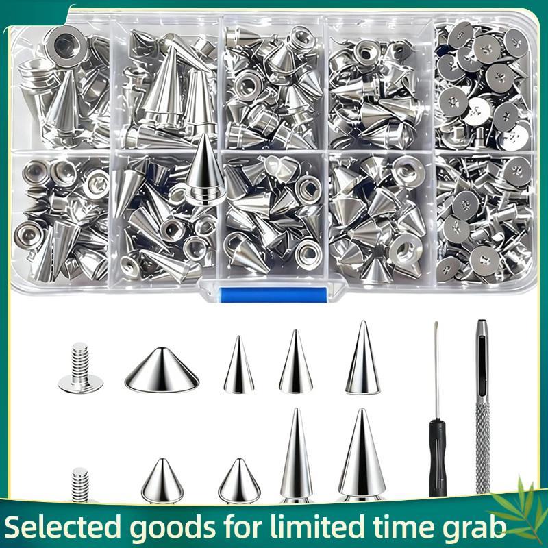 Kit De Pontas E Tachas Punk jerry99-354 Peças-De Árvore De Metal , Parafuso De Pinos De Cone De 8 Tamanhos Para Couro DI
