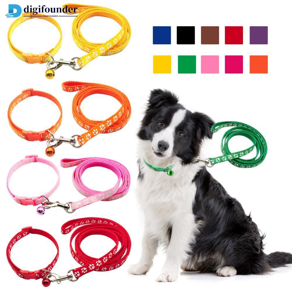DGF Conjunto De Coleira E Arnês Para Animais De Estimação , 1.2M , Corrente Cães Com Estampa De Pata Fofa Gatos Pequenos