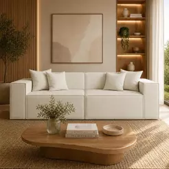 Sofá 3 Lugares Modular 2mts Bouclê para Sala - Balaqui Decor