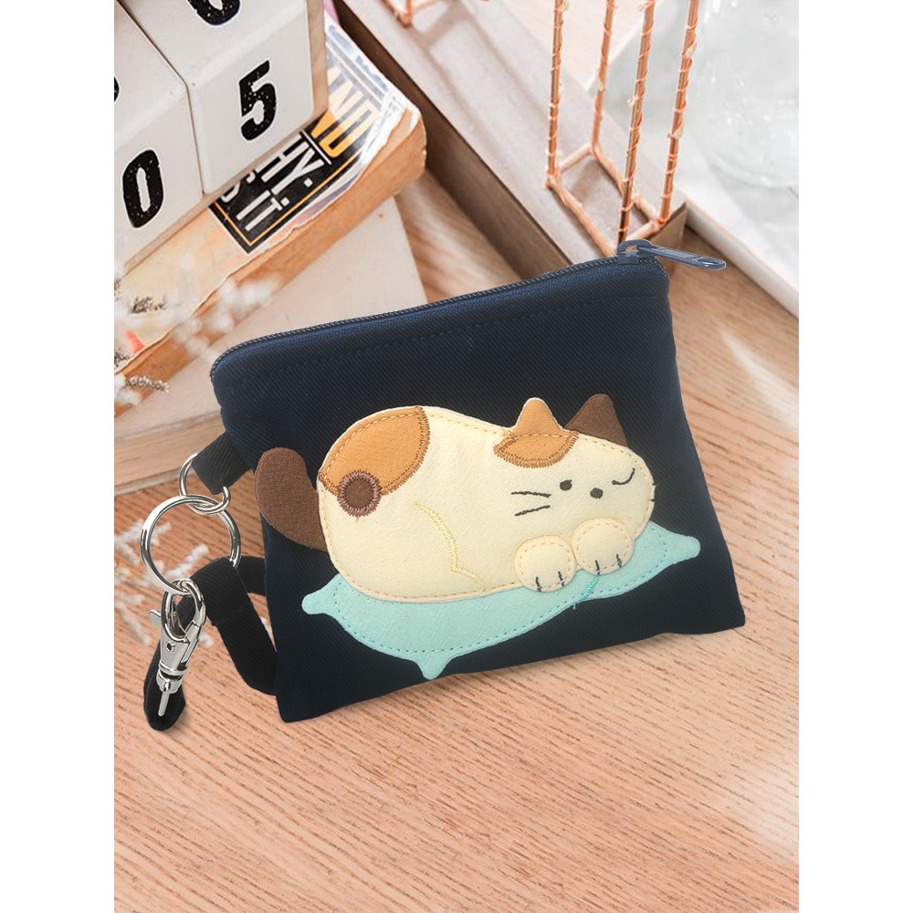 Vietnam importado Kine gato bonito filhote de cachorro gato artesanal remendo tecido moeda bolsa mão-transporte titular 