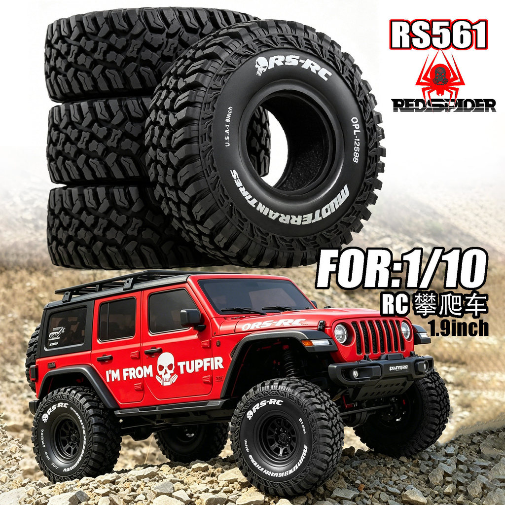 4PCS Pneus de Borracha de 120 MM 1.9" para Carro RC Crawler 1:10 1/10 Axial SCX10 TRX4 Acessórios para Carro RC OP