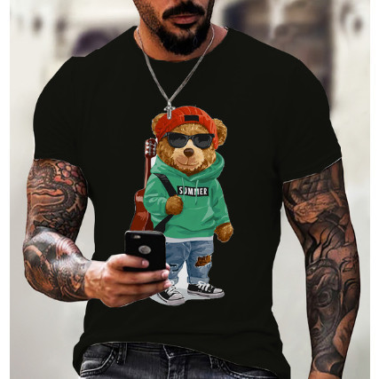 Camisa Preta Masculina Diversas Estampas Ursos Lançamento Urso Tedy linda camisetas com estampas diferentes