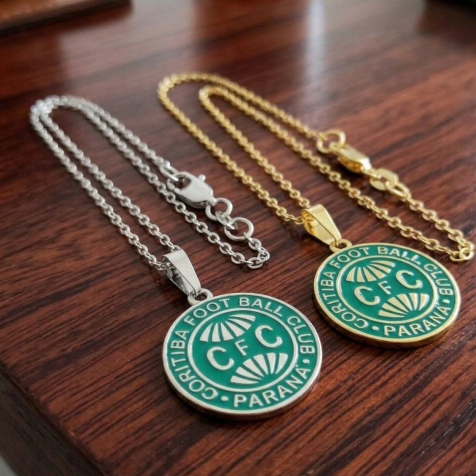 PINGENTE TIME FUTEBOL ESCUDO CORITIBA FOOT BALL CLUB CORRENTE MASCULINA