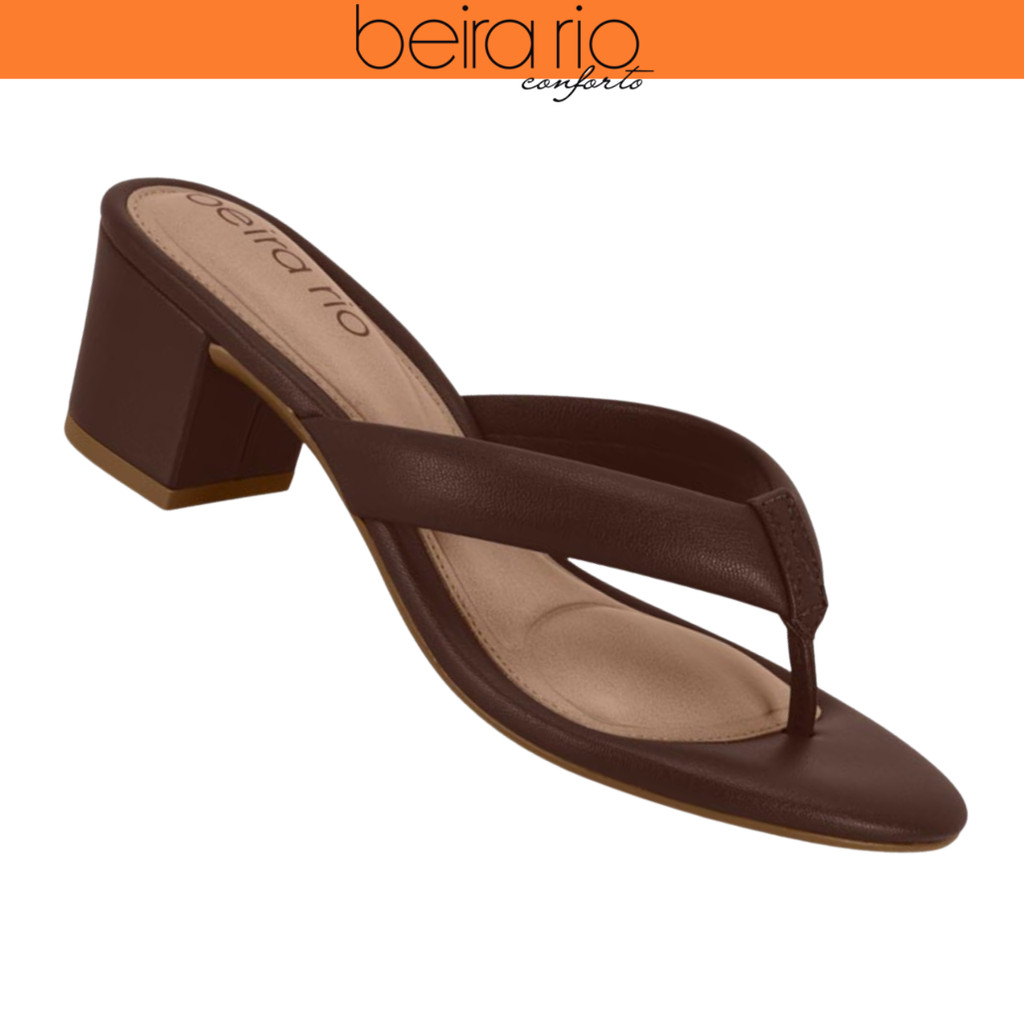 Tamanco Feminino Beira Rio Salto Bloco Baixo De Dedo Conforto Original
