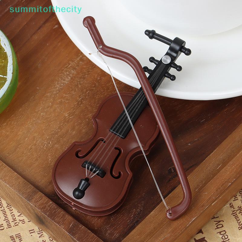 Nobleflying 1 Conjunto De Mini Violino De Plástico Para Casa De Bonecas , Artesanato Decorativo , Instrumento Musical