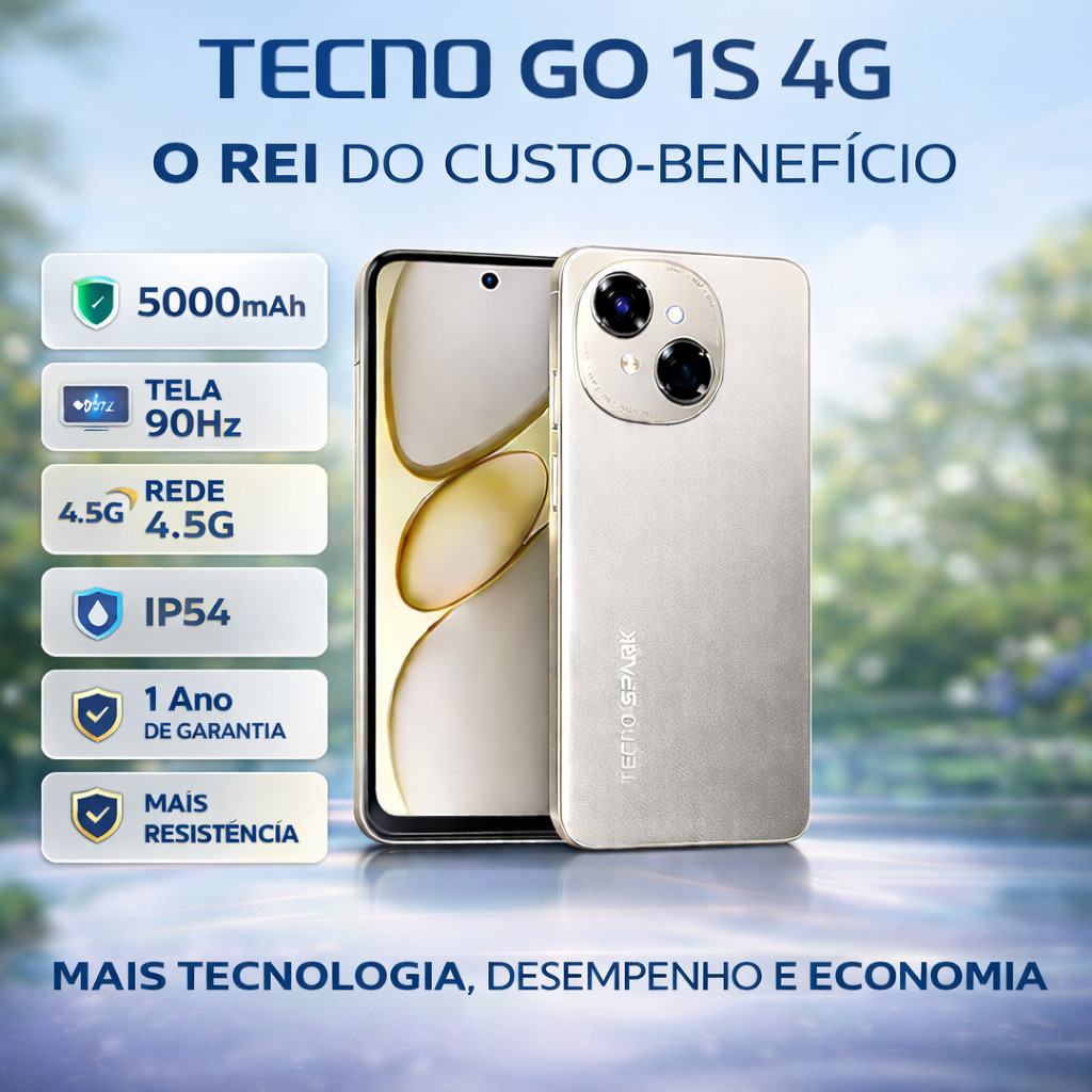 Celular Tecno Spark Go 1S 4G smartphone 6,67 5000mAh 90HZ IP54 Novo e original Versão Global
